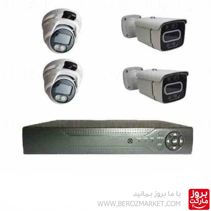 پکیج سیستم نظارتی ۴ دوربین فول اچ دی دید در شب رنگی وارم لایت
